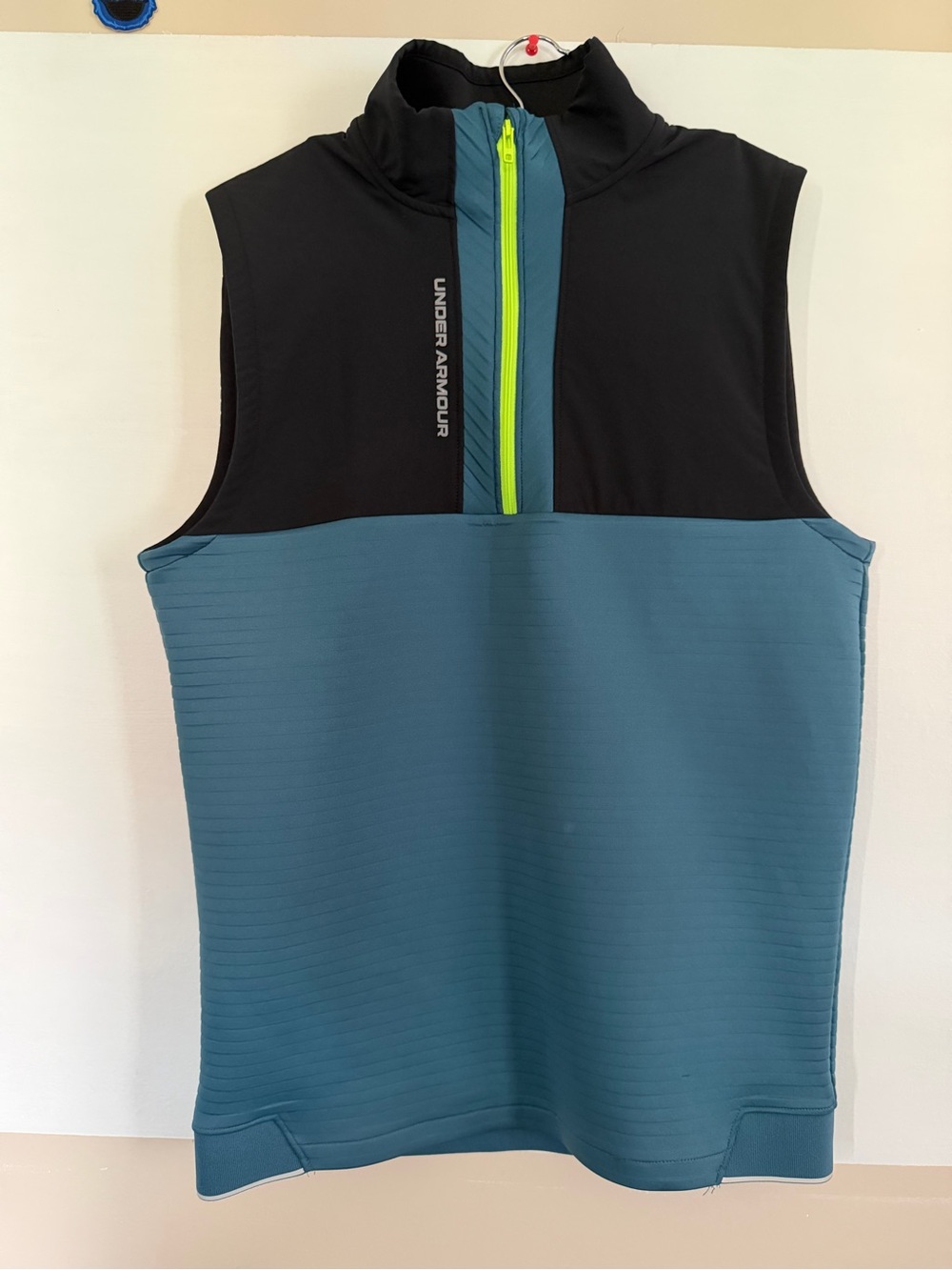Storm Sleeveless Quarter-Zip Pullover - Teal & Black with Lime Accent